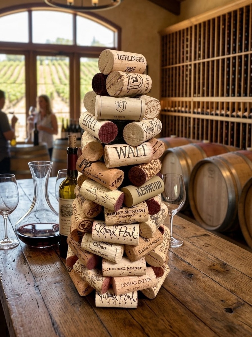 Handcrafted Upcycled Wine Cork Tree | 12" Rustic Vineyard Table Centerpiece